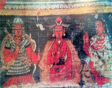 གུ་གེའི་རྒྱལ་རབས་སྐབས་ཀྱི་ལྡེབས་རིས་ལས་མངོན་པའི་ནང་མའི་ཞབས་བྲོ།