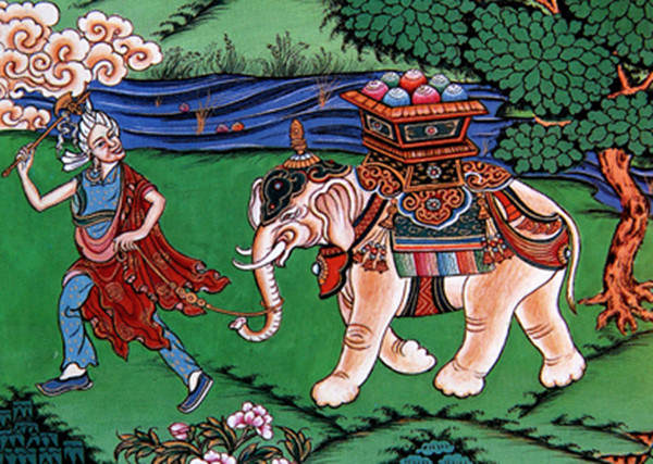 ༄༅།།སྒོ་ཁར་ཨ་ཙ་ར་གླང་ཁྲིད་དང་སོག་པོ་སྟག་ཁྲིད་ཀྱི་རི་མོ་འབྲི་བའི་གོམ་སྲོལ།