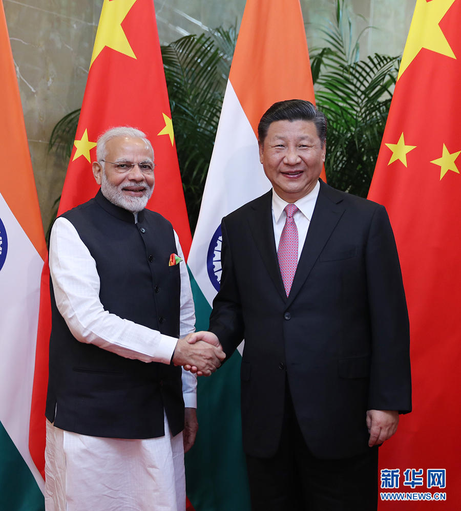 ཞི་ཅིན་ཕིང་དང་རྒྱ་གར་གྱི་ཙུང་ལི་མོ་ཏི་མཇལ་འཛོམས་གནང་འདུག