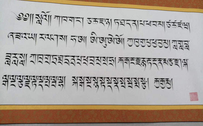 དཀར་མཛེས་སུ་གངས་ལྗོངས་ཡིག་གཟུགས་སྣ་བརྒྱའི་ཞལ་ཐང་རིང་མོ་བཤམས་སྟོན་བྱས་པ།